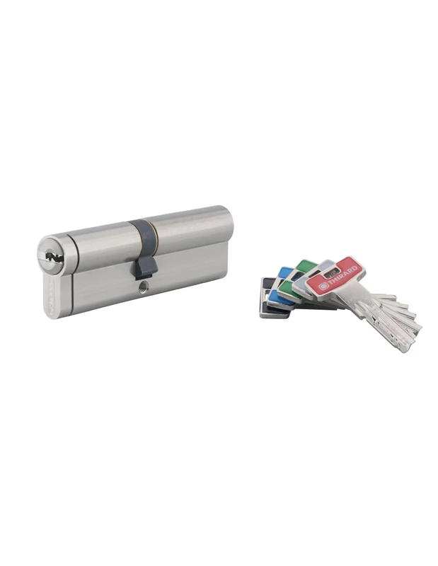 THIRARD - Transit 2 Double Entry Lock Cylinder, 45x50mm, Nickel, Anti-snapping, Anti-Drilling, Anti-Picking, 4 Keys
