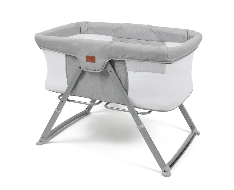 Babylo Sleep and Stay Folding Crib Folds with one Hand Includes Travel Bag, Grey, 93 L x57 W x7.5 H