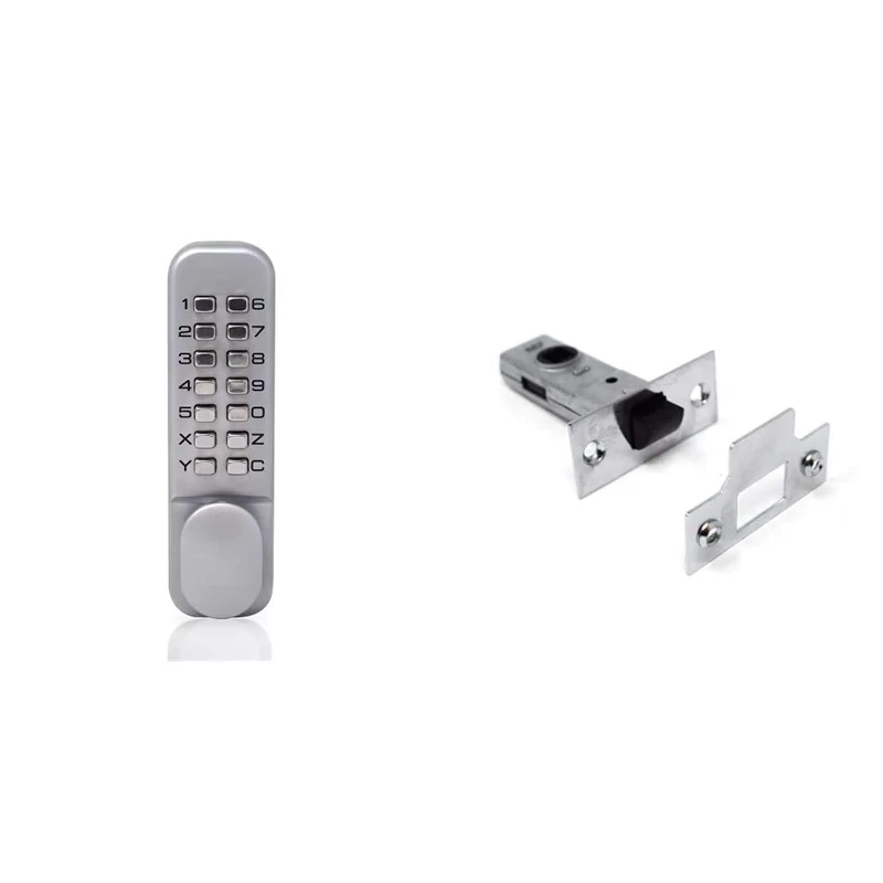 Yale P-DL02-SC Push Button Door Lock, Chrome Finish, Hold Open Function, for Commercial Buildings or Private Home use & YES-TL-CH-64 Essentials Tubular Mortice Latch, 2.5 Inch/64 mm, Brass Finish