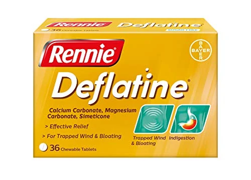 Rennie Deflatine, Trapped Wind and Bloating Tablets, Fast and Effective Heartburn Relief and Indigestion Relief, Sugar Free Mint