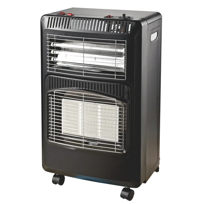 HOME It Foldable Gas Heater with Fan, 3 Heat Settings 1.5/2.8/4.2 kW, Piezo Ignition, ODS Oxygen Sensor & Tip-Over Safety, Wheeled Cabinet, for Butane/Propane Cylinders up to 11 kg