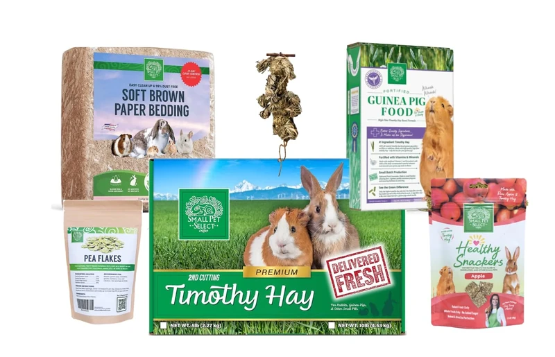 Small Pet Select – Guinea Pig Starter Bundle Pack | Premium Hay, Pellets, Bedding & Treats | Complete Essential Kit for New Guinea Pig Owners | Fresh, Natural & Healthy Care Set