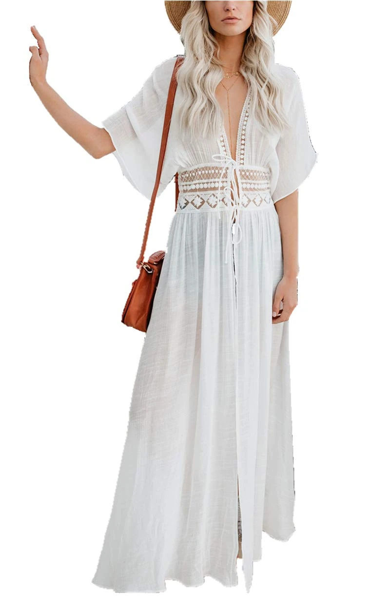 LikeJump Women's Cardigan Bohemian Kimono Swimsuits Kaftan Bikini Cover Ups Summer Beach Dress Maxi Tops