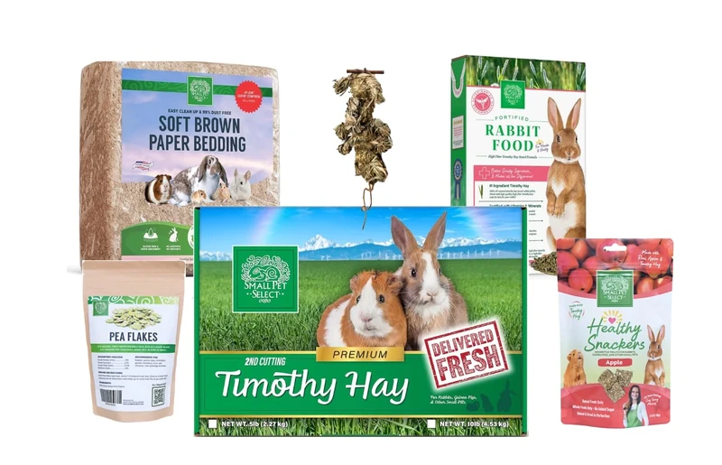 Bunny Starter Kit by Small Pet Select – Rabbit Essentials Bundle | Premium Hay, Pellets, Bedding & Treats | Complete Starter Pack for New Rabbit Owners | Fresh, Natural & Healthy Care Set