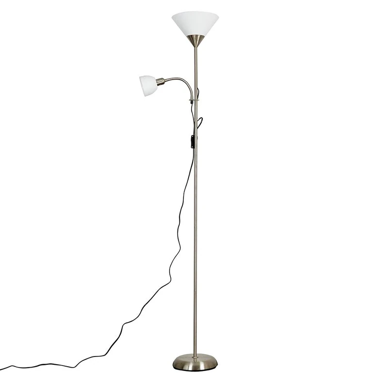 MiniSun | Modern Brushed Chrome 2 Way Parent and Child Floor Lamp | Floor Lamps & Torchieres, Home Décor & Improvement Essential