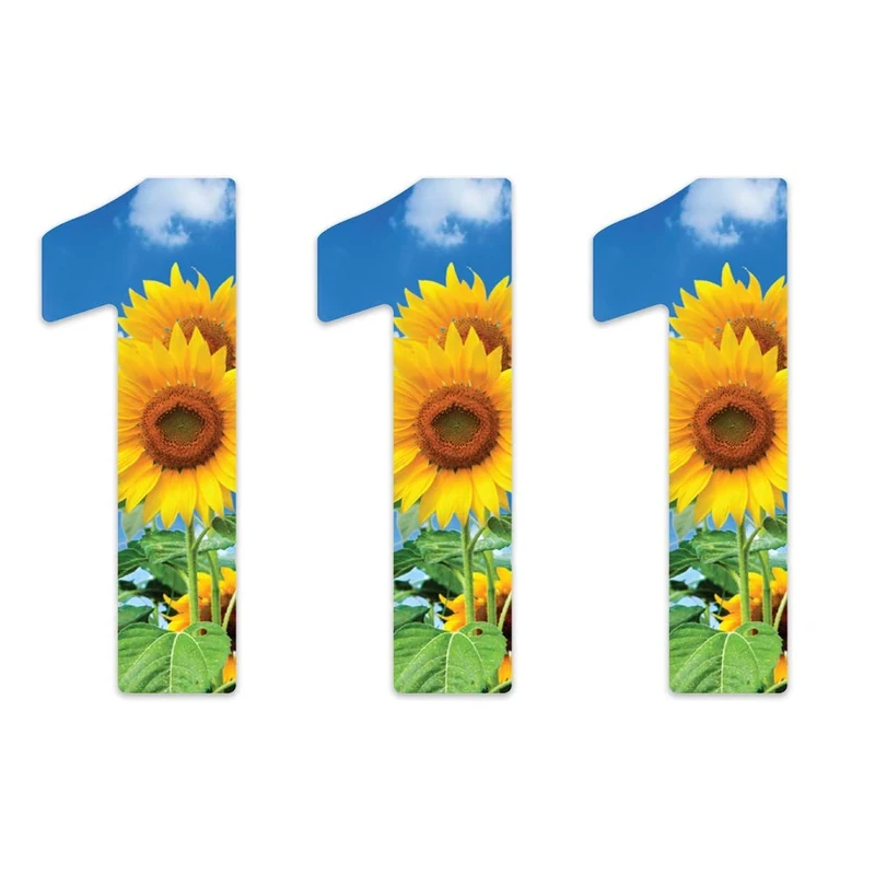 Pack of 3 Sunflower Wheelie Bin Stickers Numbers - 1 Ideal for Kindergartens, Refrigerators, Our Doors V1091 Packwith®