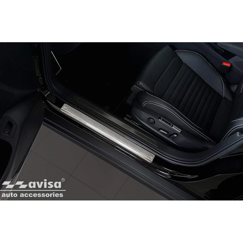 Avisa Inox door sill protectors compatible with Volkswagen Passat 3G Sedan/Variant 2014-2023 - 'Lines' - 4-pieces