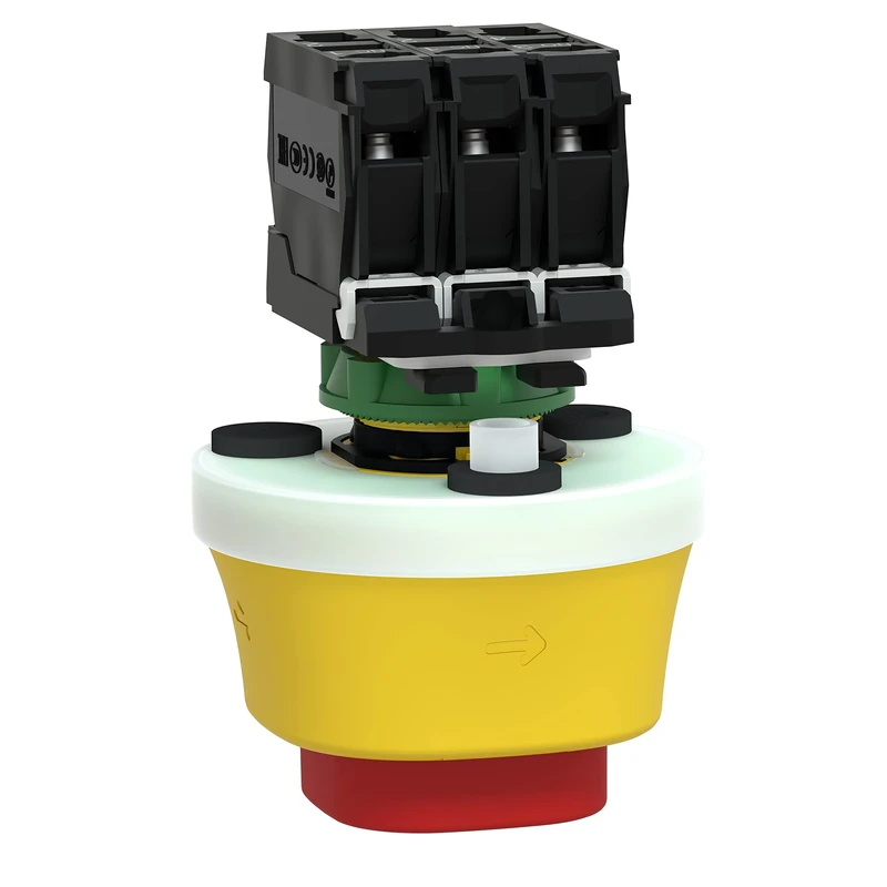 Schneider Electric - Harmony XB5 Antimicrobial Illuminated Emergency Stop, Plastic, Ø22, Trigger Latching Turn to Release, White/Red LED, 24V AC/DC, 1 NO + 2 NC, XB5AS84W3B41