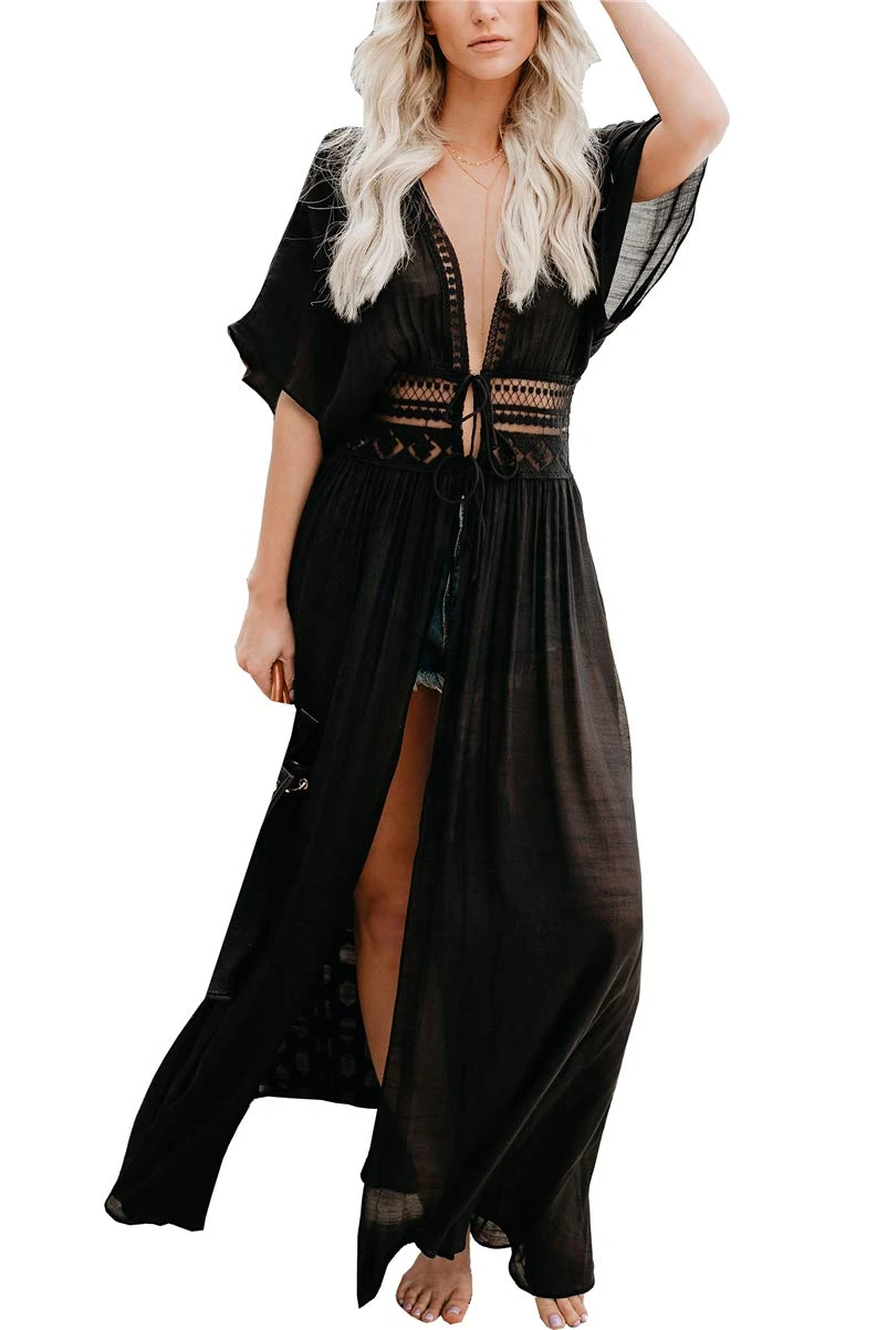 LikeJump Women's Cardigan Bohemian Kimono Swimsuits Kaftan Bikini Cover Ups Summer Beach Dress Maxi Tops