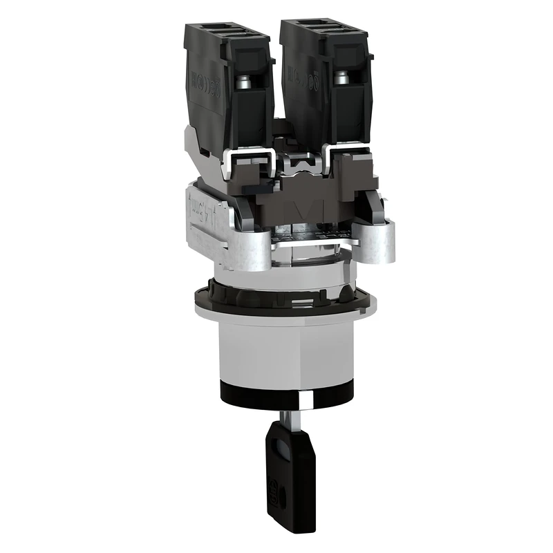 Schneider Electric - Harmony XB4 Key Switch Selector, Flush Mounted, Metal, Ø30, Key 455, 3 positions, Stay Put, 2 NO, XB4FG33, Black