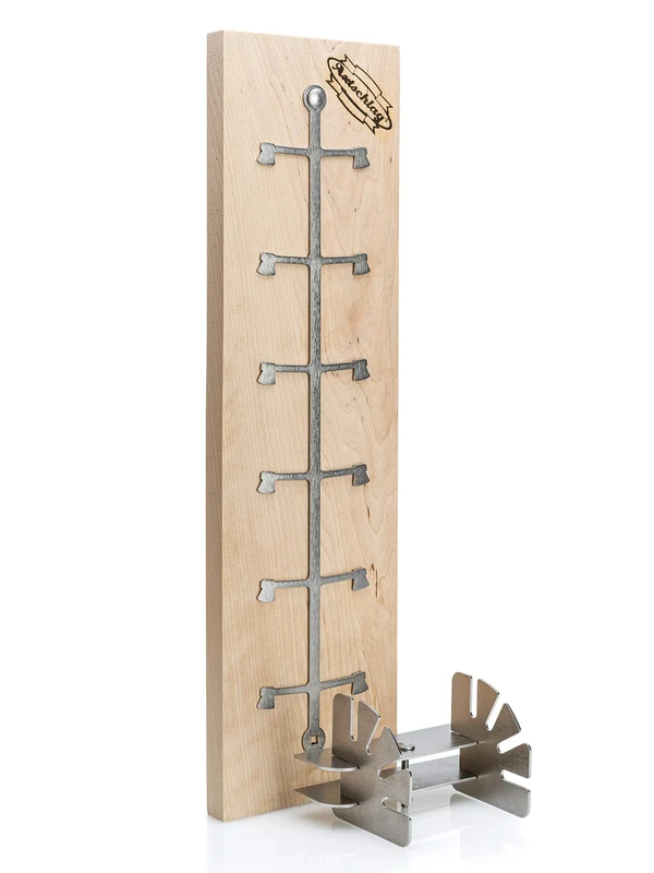 Axtschlag Essential Line Flame Salmon Board Birch Wood Extra Strong 4-Way Adjustable Stainless Steel Bracket for Fire Bowl, Fire Barrel, Fire Basket