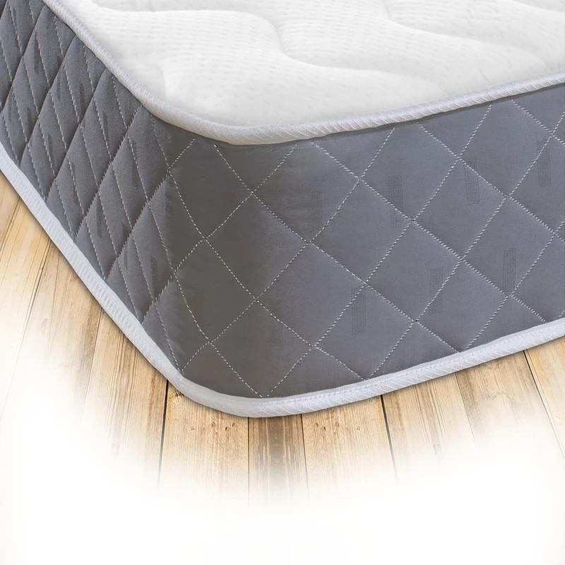 Starlight Beds Close Flame 8-Inch Deep Hybrid Kingsize Mattress with Memory Foam Layer – Soft, Grey, Sprung (5ft x 6ft6 x 20cm)