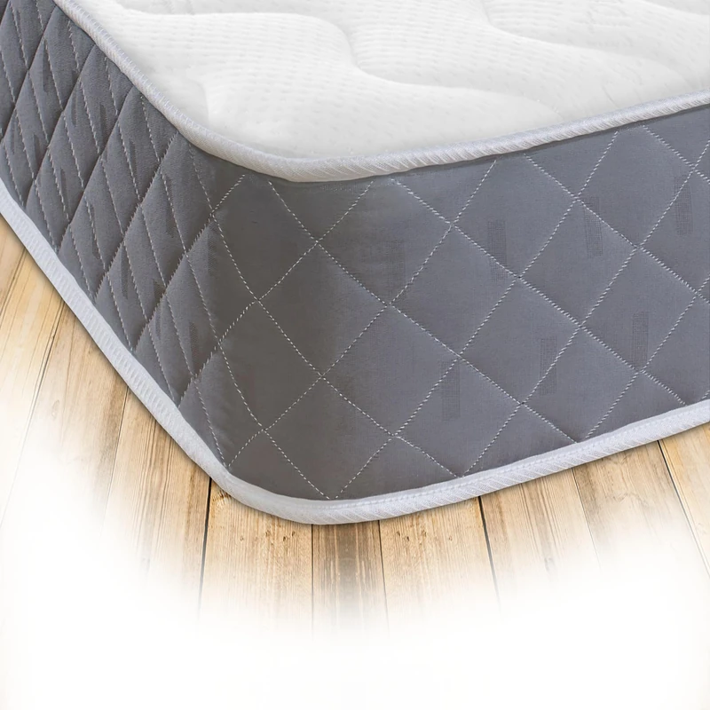 Starlight Beds Close Flame 8-Inch Deep Hybrid Shorty Mattress with Memory Foam Layer – Soft, Grey, Sprung (2ft6 x 5ft9 x 20cm) - Image 1