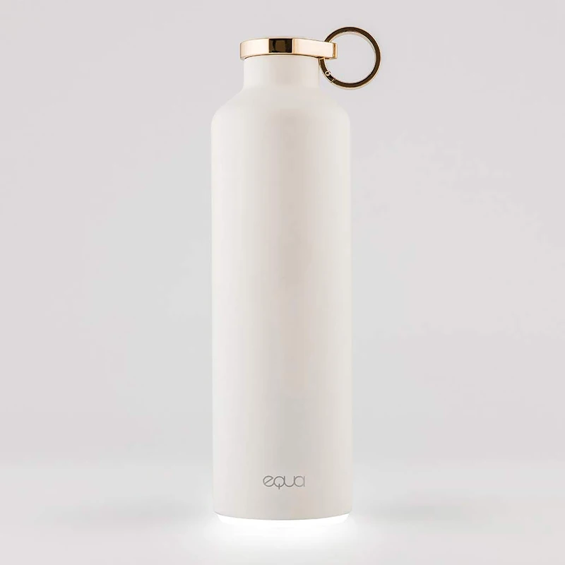 EQUA Smart Water Bottle - 23 oz - Bluetooth Connection with App and Light Signal Reminders - Double-Walled Stainless Steel Vacuum Insulated Flask - Metal Lid, White, MT 14