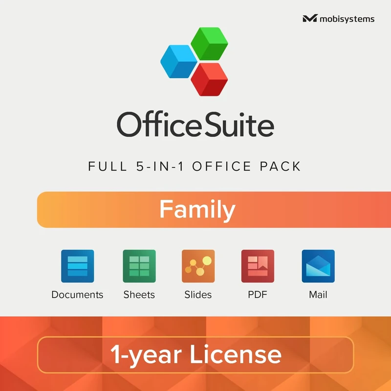 OfficeSuite Family Compatible with Microsoft® Office Word® Excel® & PowerPoint® and Adobe® PDF - 1 Year License for 1 Windows & 2 Mobile Devices / 6 Users - Image 1