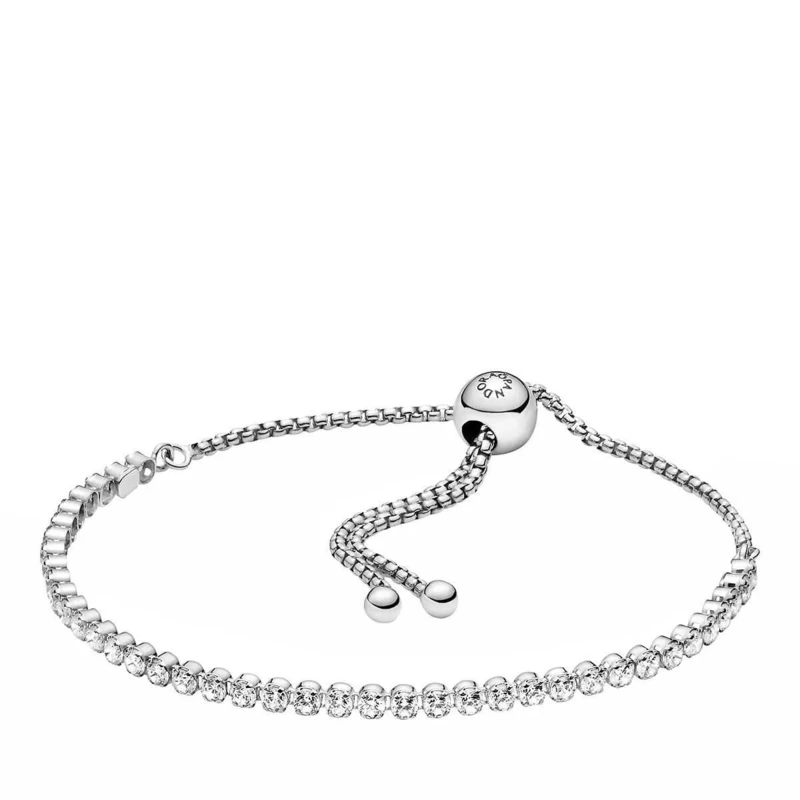 Pandora Timeless Rhodium plated sterling silver bracelet with clear cubic zirconia, 1