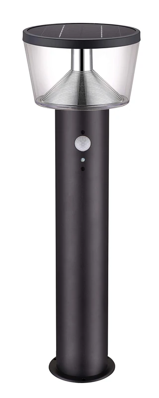 Velamp Solar-Powered LED Floor lamp. Cordless. Stainless Steel. 600 lumens with Motion Sensor. Height: 54 cm. IP44: for Balconies, Gardens, terraces, lawns...