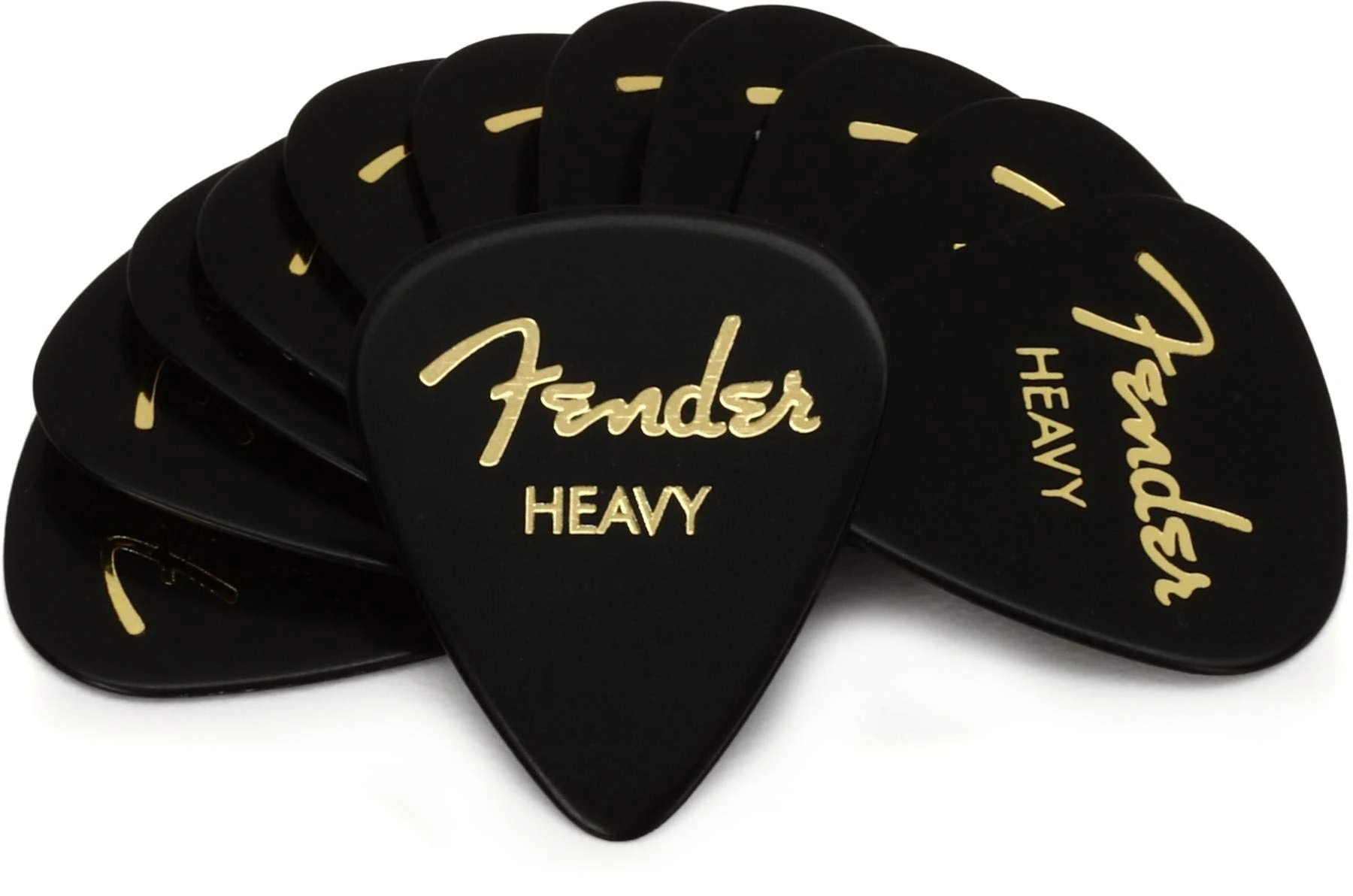 Fender® 351 Shape Classic Picks Celluloid Plectrums Shape 351 Pack of 12 Thickness Heavy Black