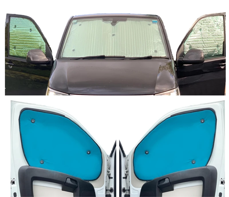 Thermal Blinds Compatible With Renault Kangoo (Second Generation) (Years 2007-2021) (Full Set With Tailgate) With Backing Colour in Pink, Reversible
