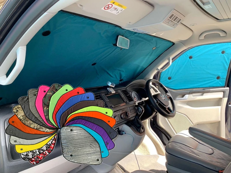 Thermal Blinds Compatible With Renault Trafic Sport (Third Generation) (Years 2014-Date) (Front Set) With Backing Colour in Brown, Reversible