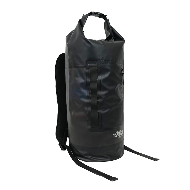 Pelican ExoDry 30L Large Drybag - Waterproof - Backpack-Type Shoulder Straps - Thick & Lightweight - Roll Top Compression - Keeps Gear Dry for Kayaking, Rafting and Fishing - Black