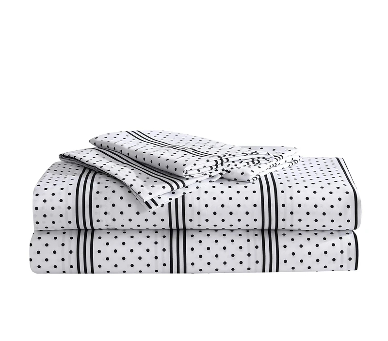 Betsey Johnson - King Bed Sheets, Soft & Lightweight Bedding, Fade & Wrinkle Resistant (Dots & Stripe, King)