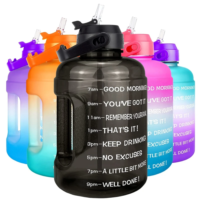 BuildLife 2.2L Water Bottle - Jug with Straw & Time Markers