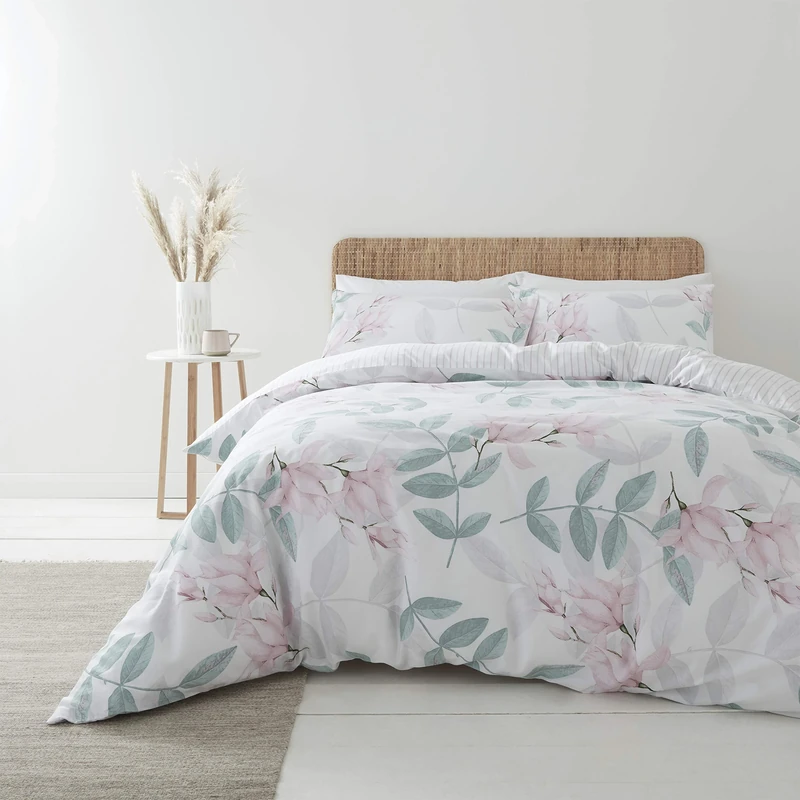 Bianca Anise 400 Thread Count Cotton Super King Duvet Set Blush