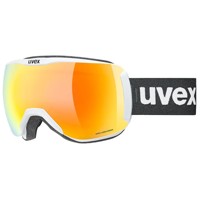 Uvex Downhill 2100 CV - Ski Goggle for Men and Women - Contrast Enhancing - No Distortion & Anti-Fog Coating - White Matt/Orange-Green - One Size