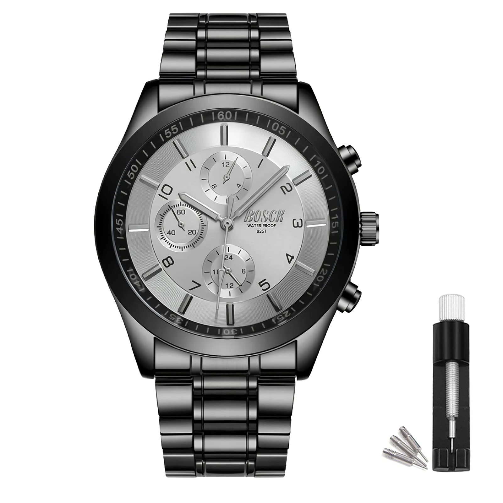 BOSCK Casual Mens Watches No Chronograph, Sport Mens Wristwatches Stainless Steel,30M Waterproof Quartz Mens Wrist Watches,Analog Wrist Watch for Men