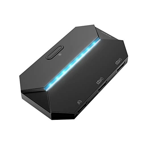 G6L RGB Backlit Gaming Controller Converter, TYPE-C USB Keyboard and Mouse LED Adapter/Converter for PS4/Xbox One/Xbox 360/Nintendo Switch/PS3(Black)