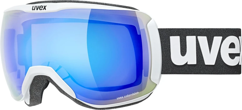 Uvex Downhill 2100 CV - Ski Goggle for Men and Women - Contrast Enhancing - No Distortion & Anti-Fog Coating - White Matt/Blue-Green - One Size