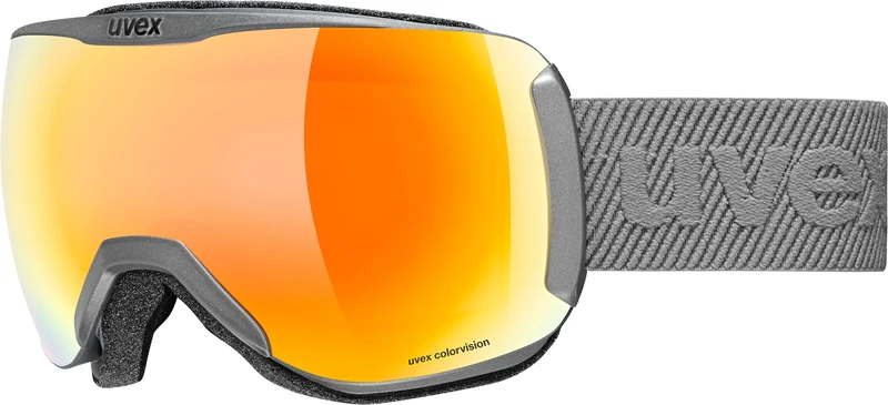 Uvex Downhill 2100 CV - Ski Goggle for Men and Women - Contrast Enhancing - No Distortion and Anti-Fog Coating - Rhino/Orange-Orange - One Size