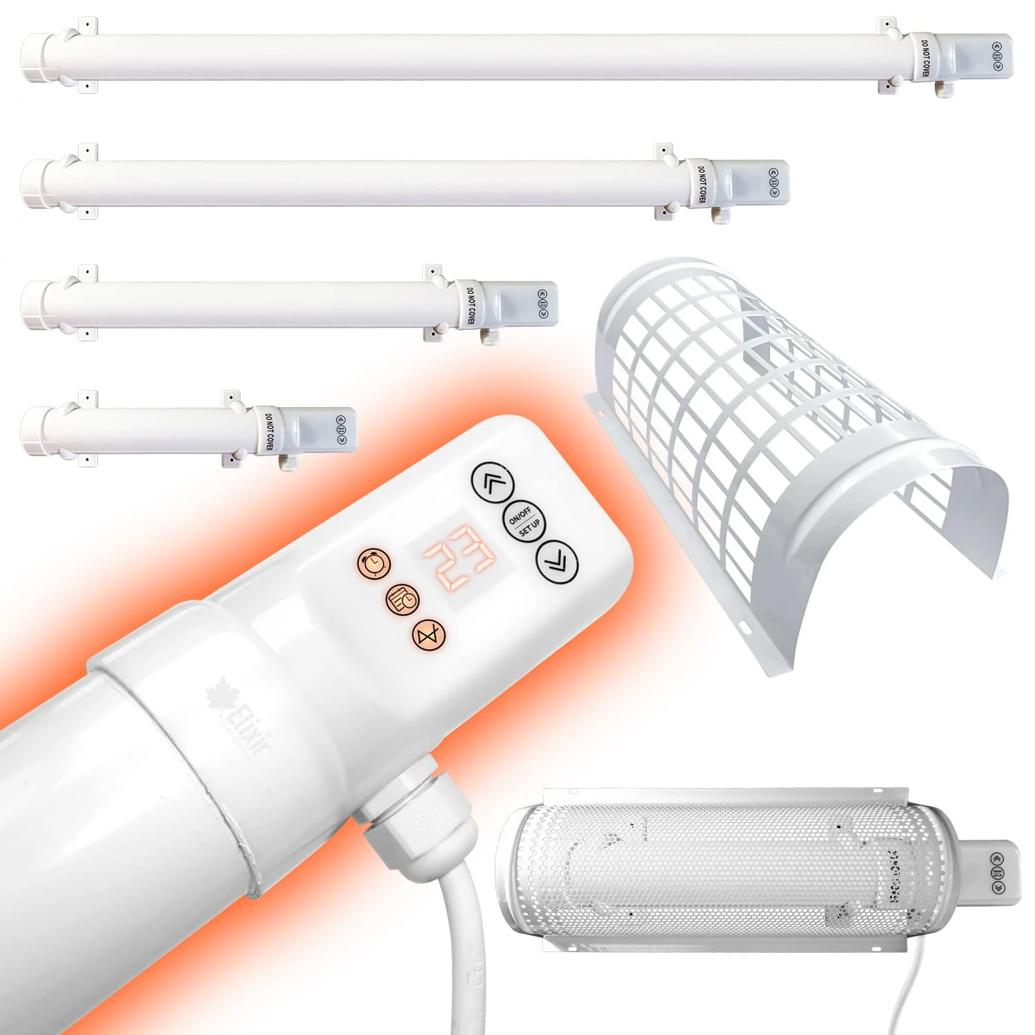 Elixir Gardens Low Energy TH01-D Tubular/Tube Heater with Digital Timer | 1ft,2ft,3ft,4ft with Optional Guards | Greenhouse, Garage & Outbuilding Heating | 30cm (60W)