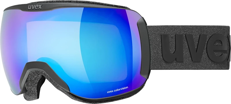 Uvex Downhill 2100 CV - Ski Goggle for Men and Women - Contrast Enhancing - No Distortion & Anti-Fog Coating - Black Matt/Blue-Green - One Size