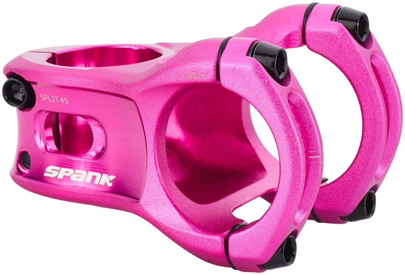 Spank Split 35 Enduro Trail Shotpeen Anodized Bicycle Stem, Universal Fit, Cycling Stem, Mountain Bike Stem, Bar Clamp, Shotpeen Anodized Stem, CNC-optimised (45mm,Pink)