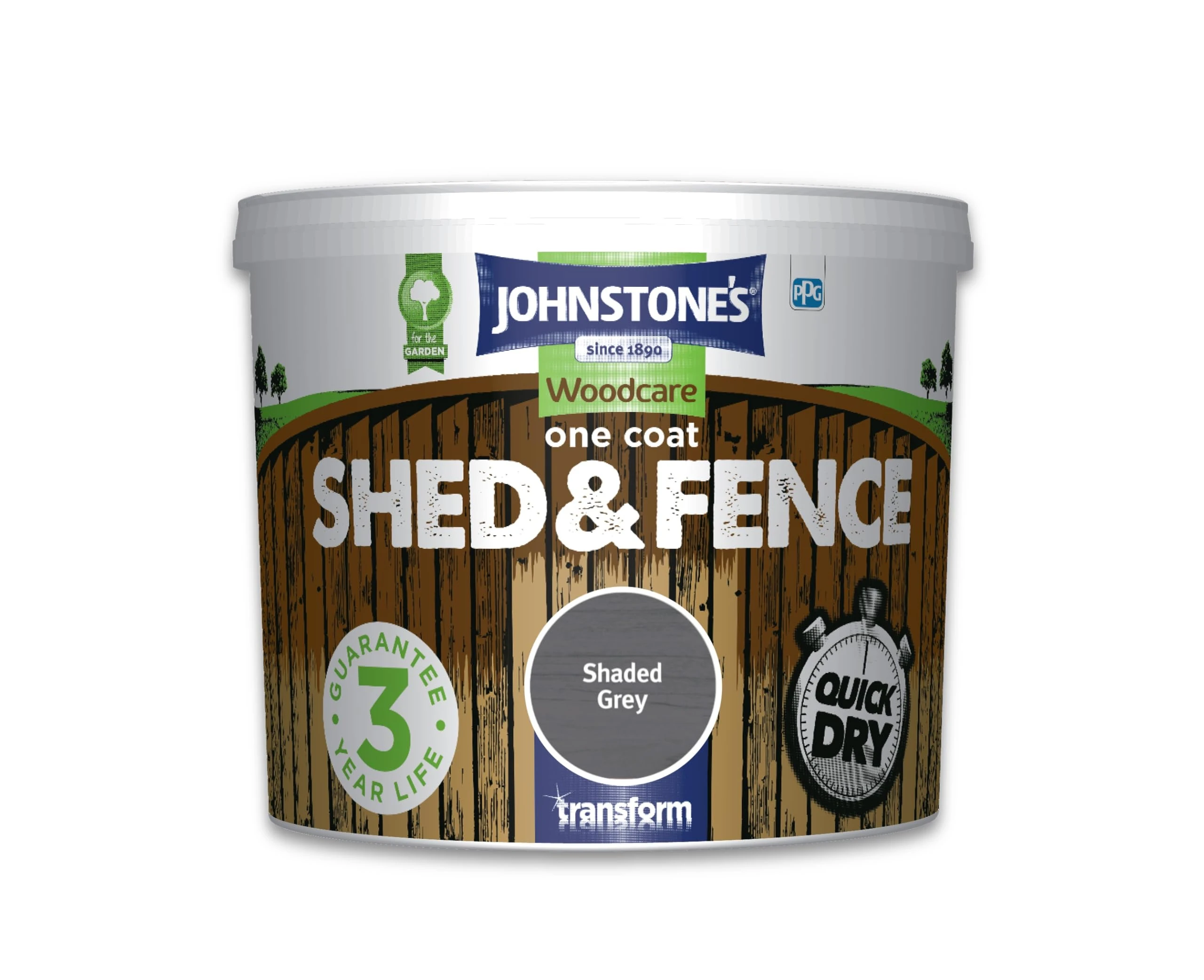 Johnstone's Woodcare One Coat Shed and Fence - Shaded Grey - 5L
