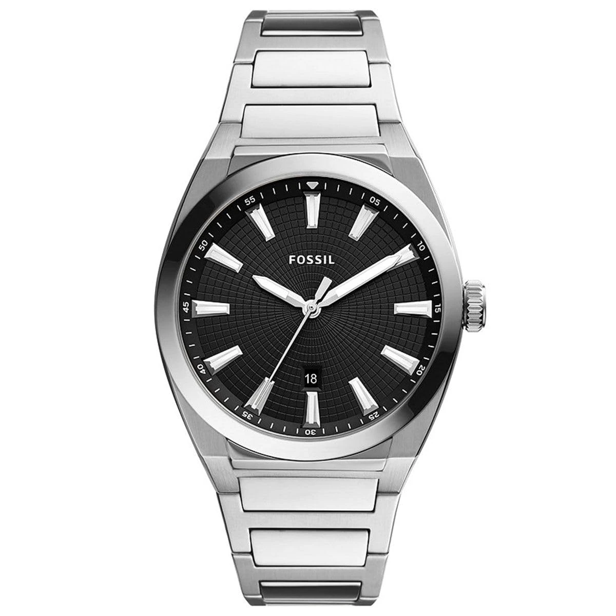 Fossil Watch for Men Everett 3 Hand, Quartz Movement, 42 mm Silver Stainless Steel Case with a Stainless Steel Strap, FS5821