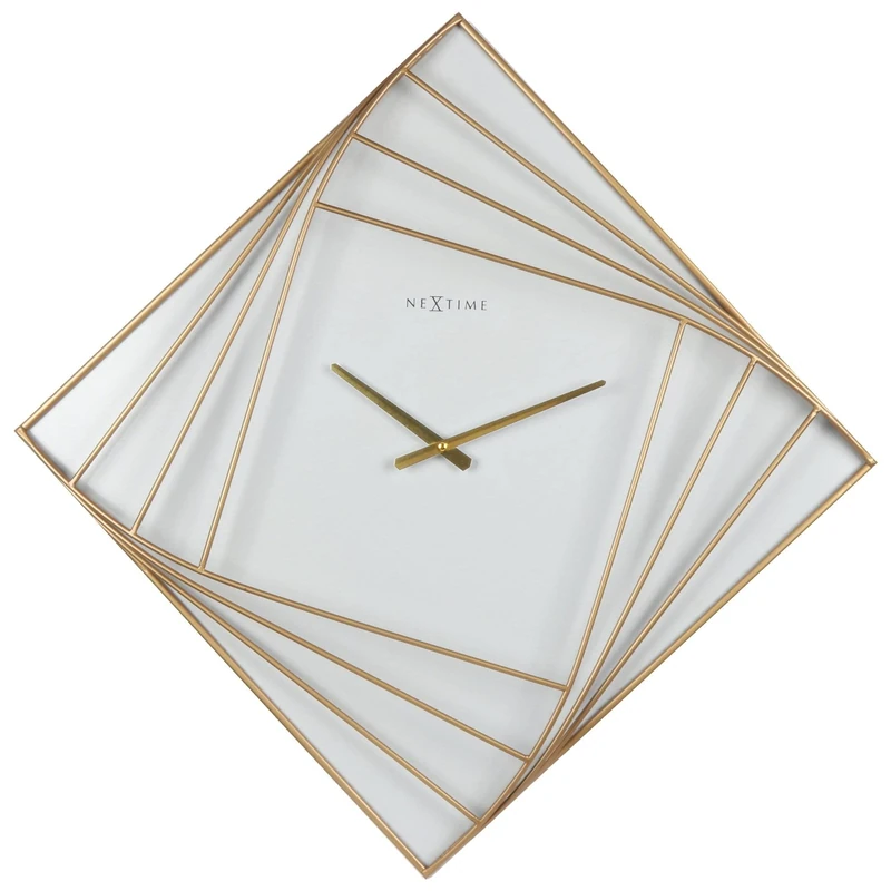 NexTime - Wall clock – 85 x 85cm - Metal - Gold - 'Turning Square'