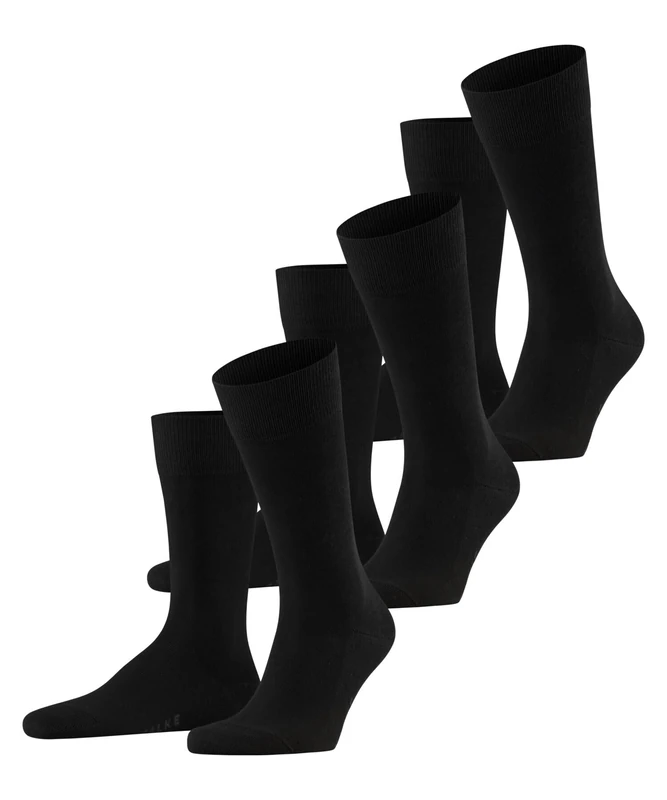 FALKE Men's Family Multipack M So Sustainable Cotton Plain 3 Pairs Socks, Black 3000, 5.5-8