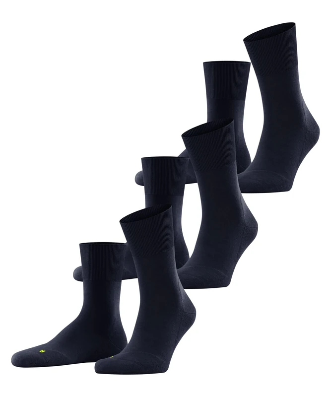 FALKE Unisex Run Multipack U So Cotton Plain 3 Pairs Socks, Blue Marine 6120, 8-9