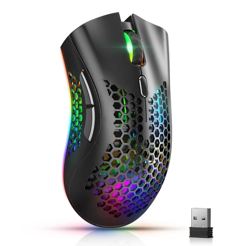 AAJO Wireless Gaming Mouse, USB Mouse Gaming with Honeycomb Shell, RGB Chroma Backlit Mouse, Hyperspeed Comfortable Grip Ergonomic Optical Mice for PC Computer Laptop