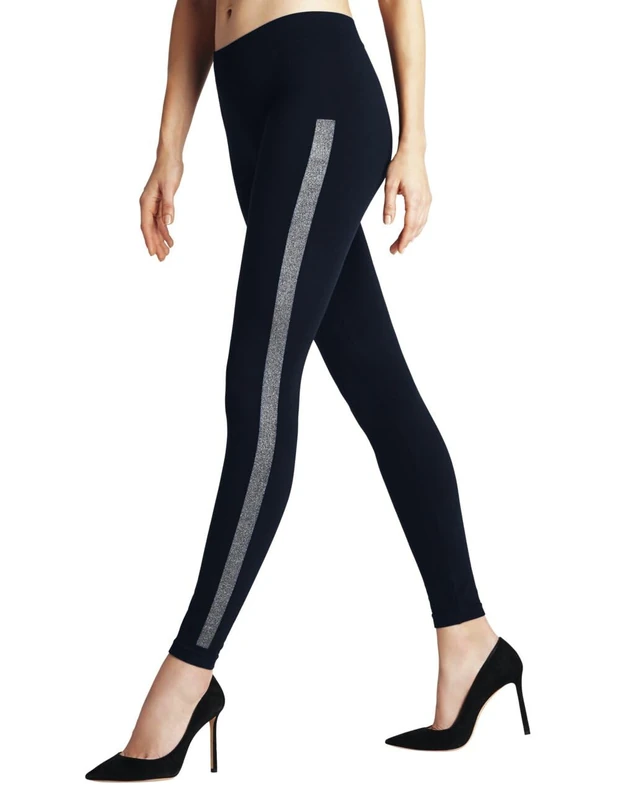 FALKE Women's Clean Intensity W Le Opaque Patterned 1 Pair Leggings, Blue Marine 6179, XL 46-48