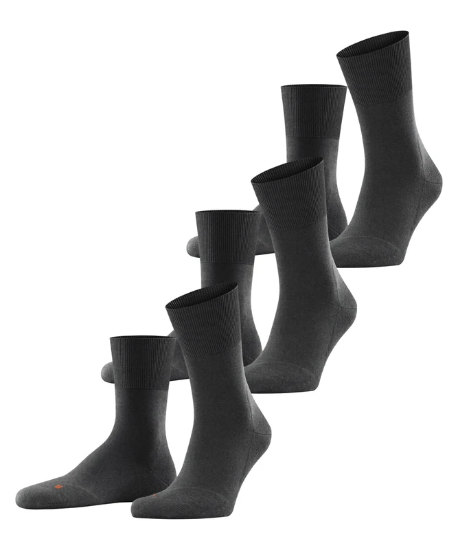 FALKE Unisex Run Multipack U So Cotton Plain 3 Pairs Socks, Grey Dark 3970, 8-9