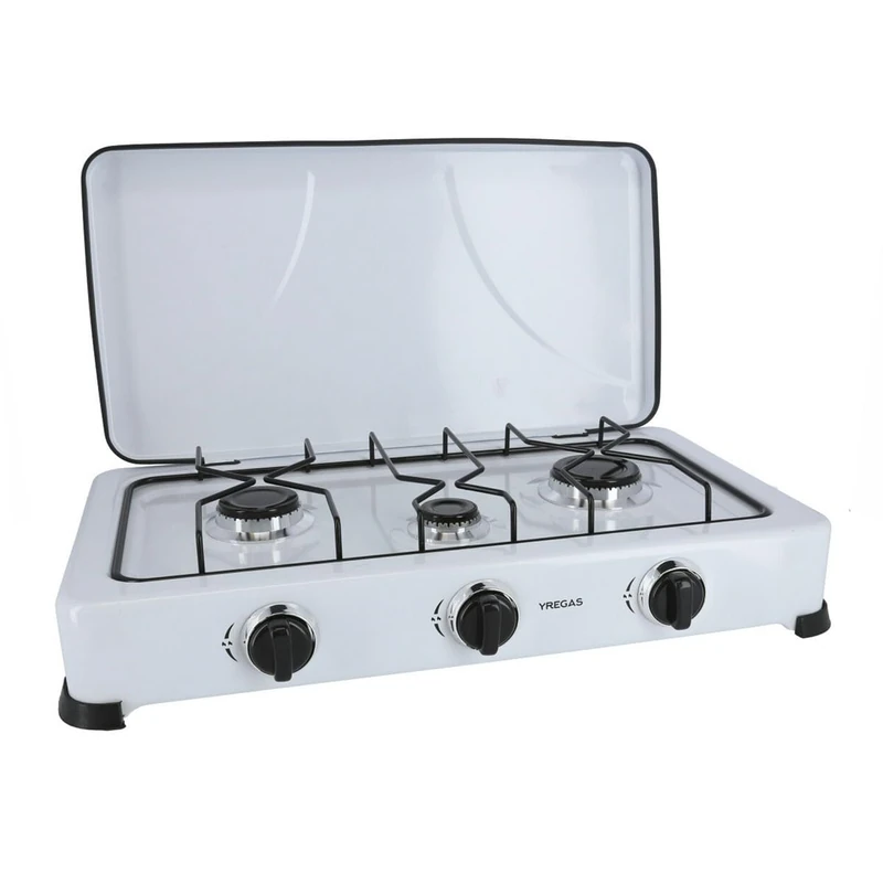 Gas Cooker 3 Fires with White Enamelled lid