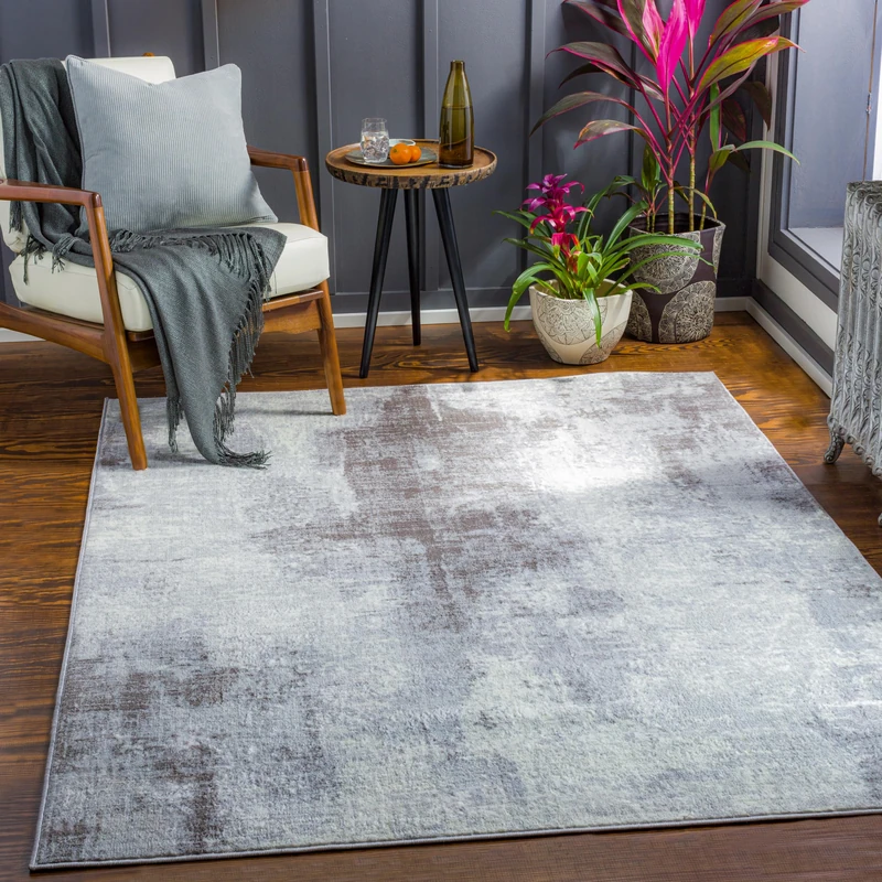 Livabliss Helsinki Abstract - Area s Living Room 200x275 cm, Dining Room, Lounge, Kitchen, Bedroom - Modern Marble Large, Soft Luxurious Easy Care Medium Pile, Grey and Cream - Image 1