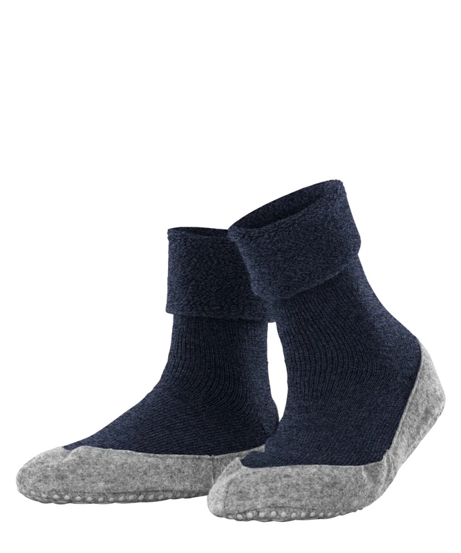 FALKE Women's Cosyshoe W Hp Wool Grips On Sole 1 Pair Grip socks, Blue Marine Melange 6794, 7/8 UK