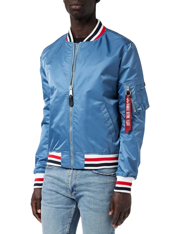 ALPHA INDUSTRIES Men's MA-1 LW Tipped Jacket, Airforce Blue, XL