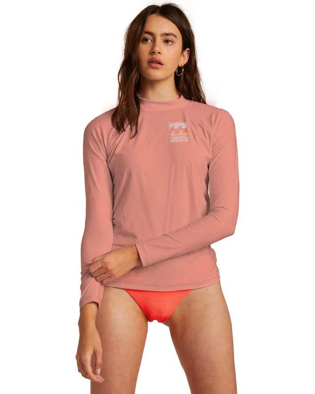 Billabong Core LS Women's Surf Shirt - Peachy Daze/Blue - L