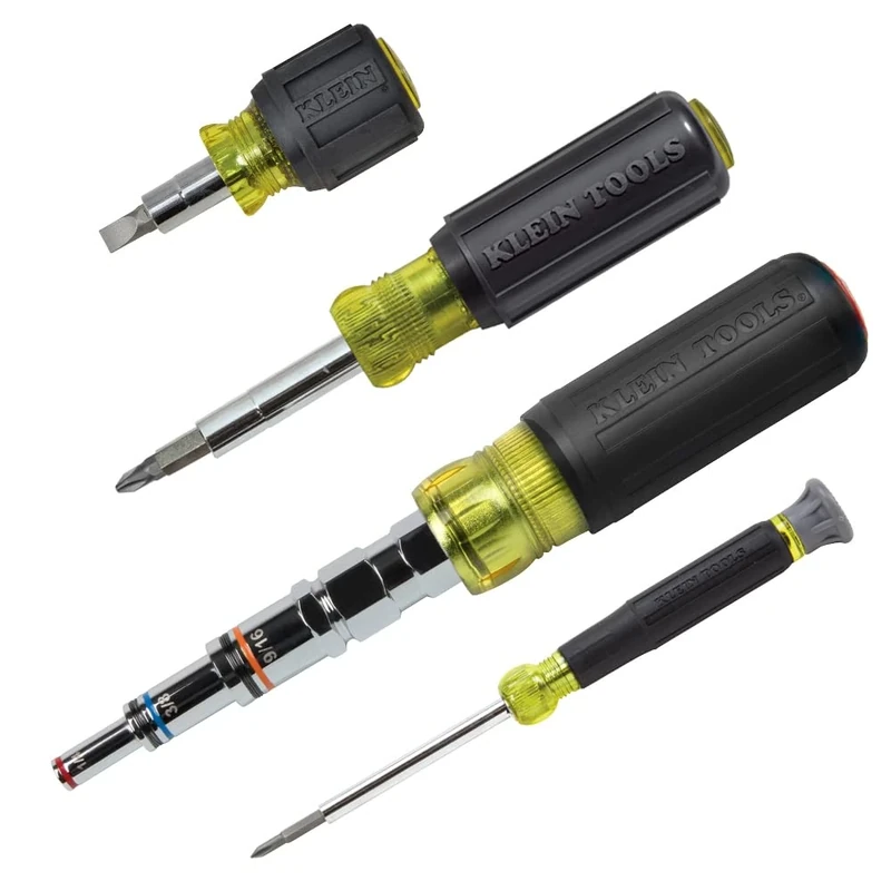 Klein Tools 80019 Tool Set, Multi-Bit Screwdriver and Nut Driver Tool Kit, 28 Different Industrial Strength Bits and Sizes, 4-Piece, Black